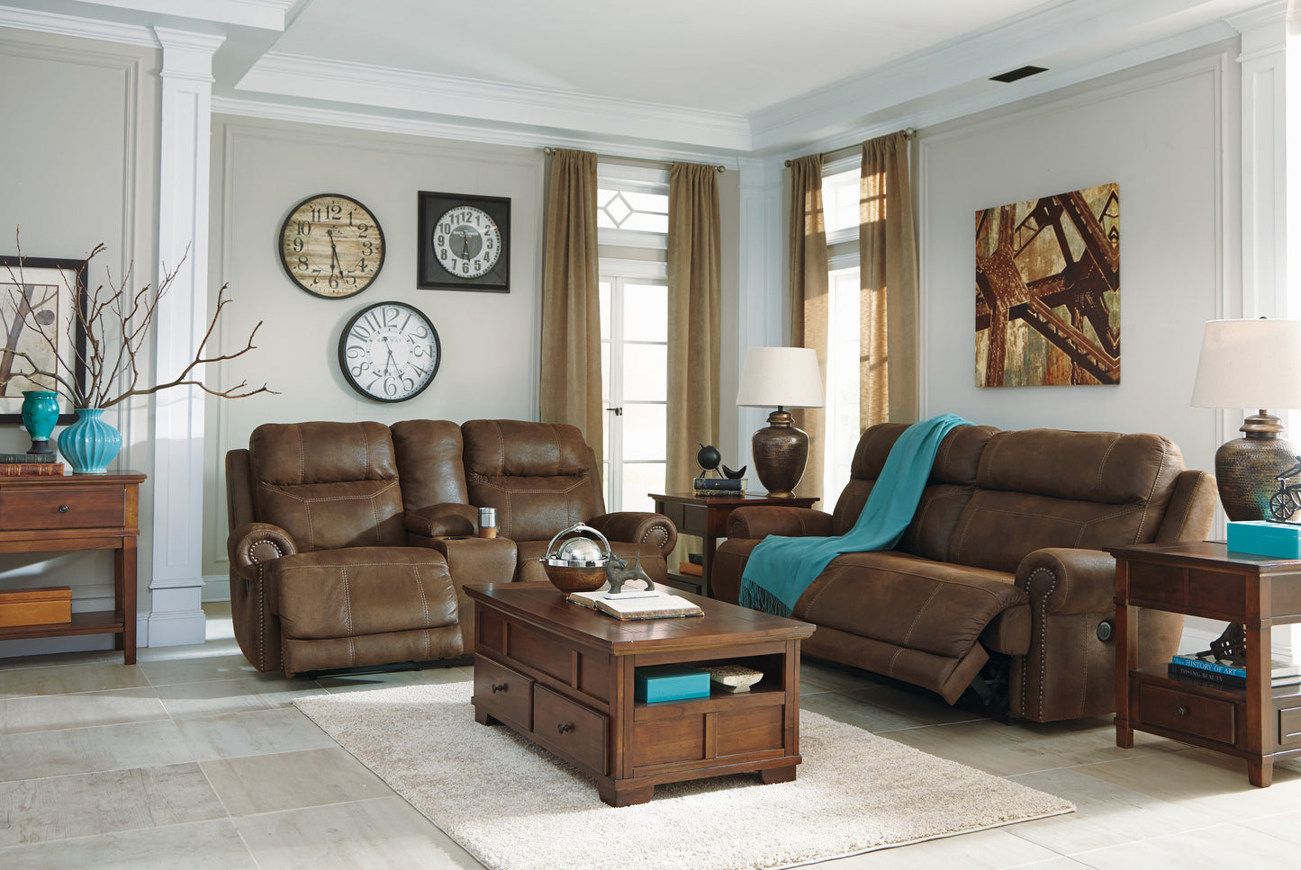 Austere Power Reclining Sofa and Loveseat