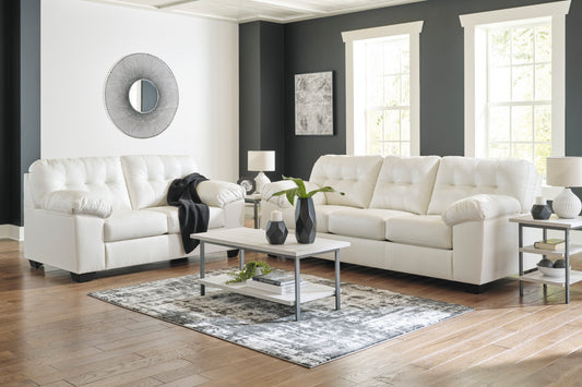 Donlen White Sofa and Loveseat