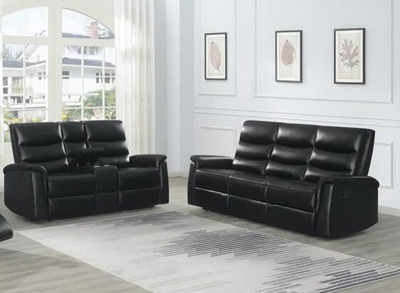 Dario Black Leatherette Reclining Sofa and Loveseat