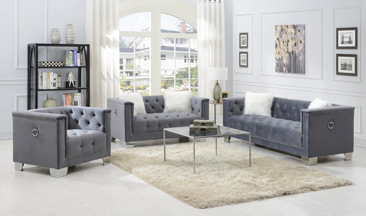 Dark Gray Luxurious Velvet Sofa and Loveseat