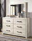 Cambeck Queen Panel Bed with 2 Storage Drawers with Mirrored Dresser and 2 Nightstands