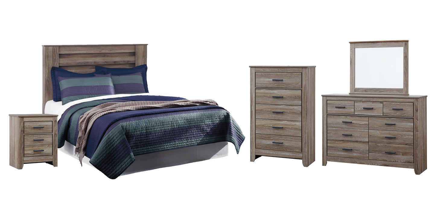 Zelen / Panel Headboard With Mirrored Dresser, Chest And Nightstand