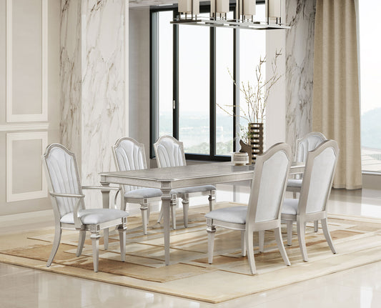 Evangeline 7-piece Extension Leaf Dining Set Silver Oak