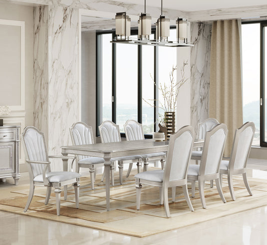 Evangeline 9-piece Extension Leaf Dining Set Silver Oak