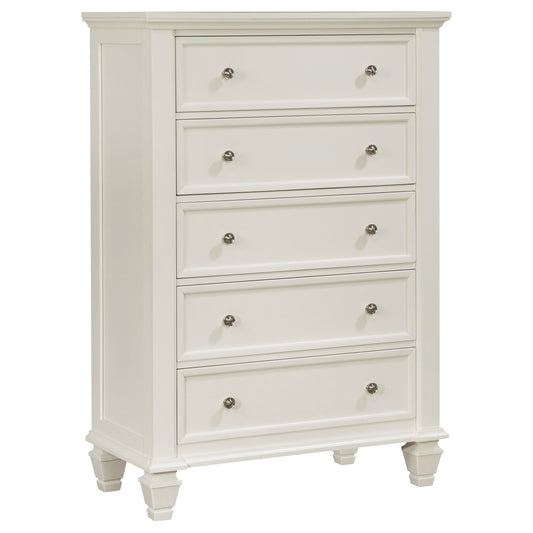 Sandy Beach 5-drawer Bedroom Chest Cream White