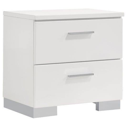 Felicity 2-drawer Nightstand White High Gloss