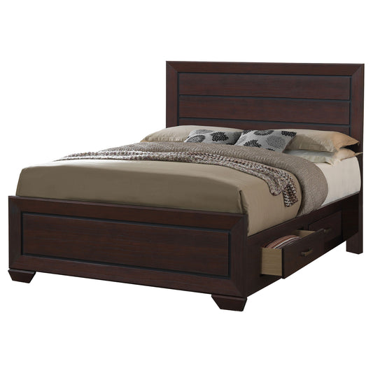 Kauffman Wood California King Storage Panel Bed Dark Cocoa