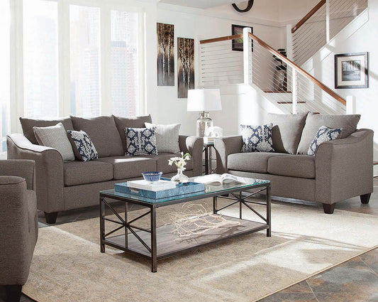 Salizar 2-piece Upholstered Flared Arm Sofa Set Grey