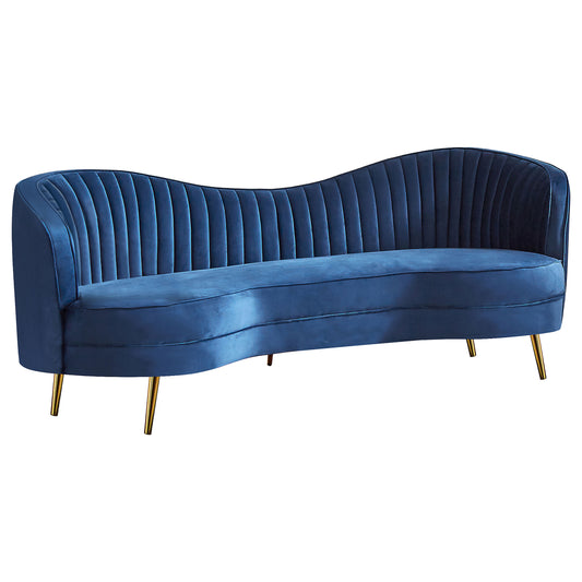 Sophia Upholstered Channel Tufted Sofa Blue