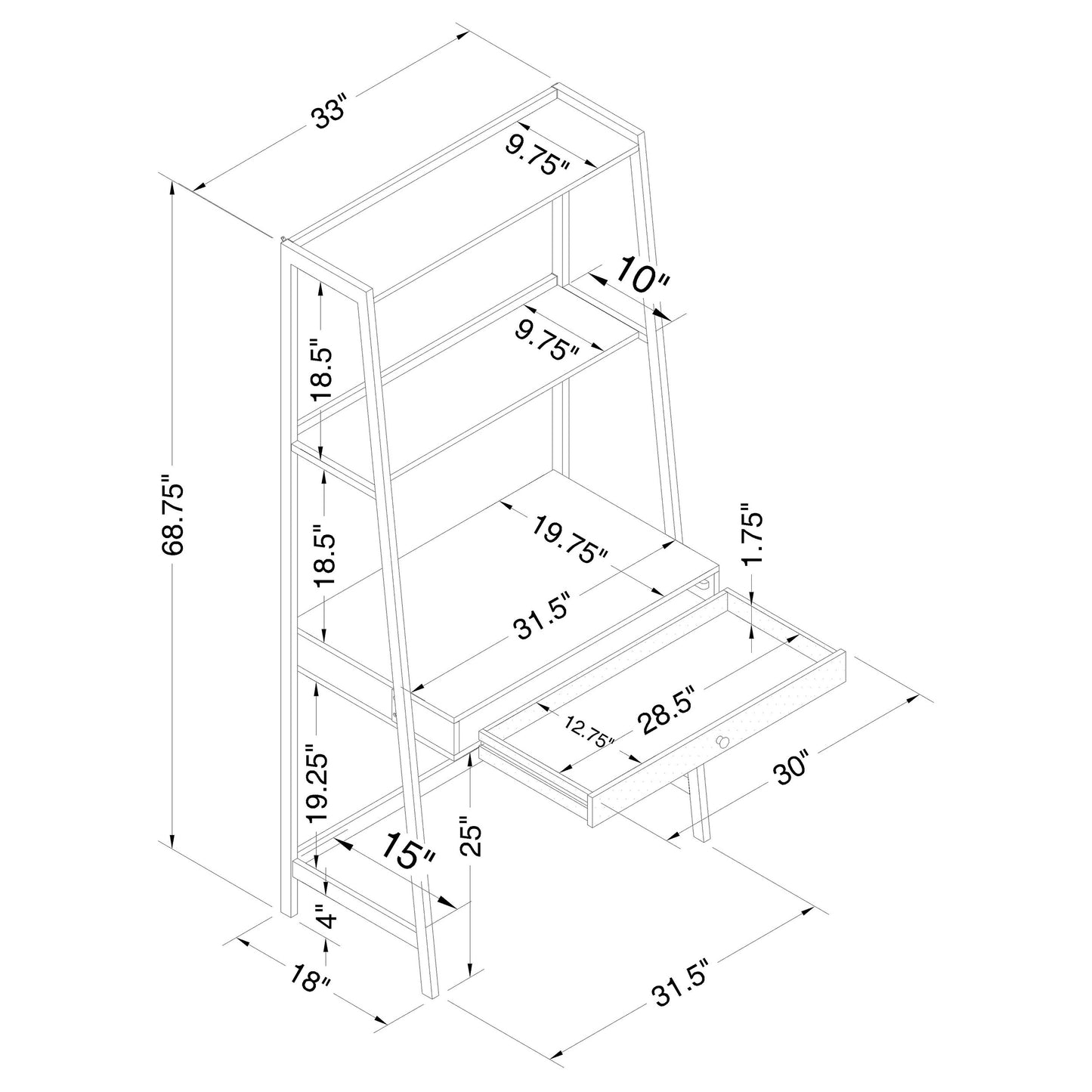 Pinckard 33-inch 1-drawer Writing Desk with Shelf Grey Stone