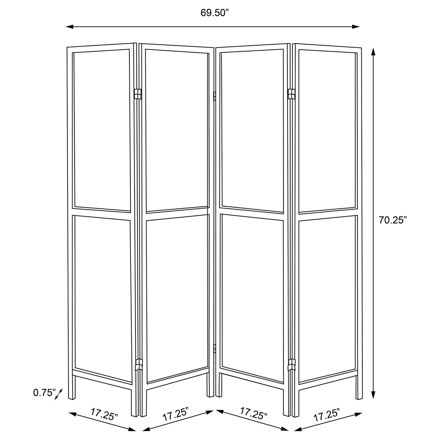 Deepika 4-Panel Room Divider Folding Screen Rustic Tobacco