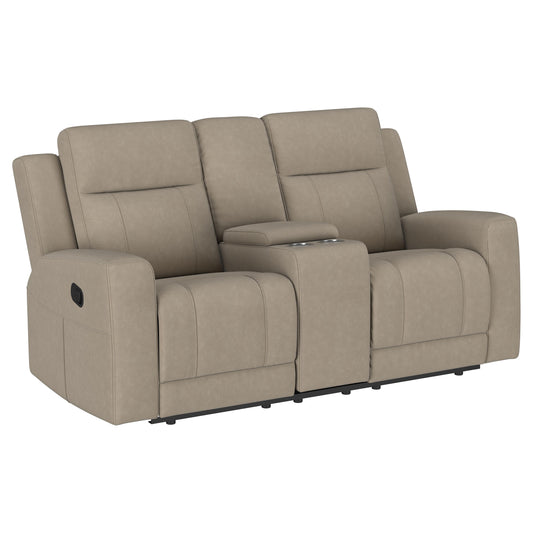 Brentwood Upholstered Motion Reclining Loveseat Taupe