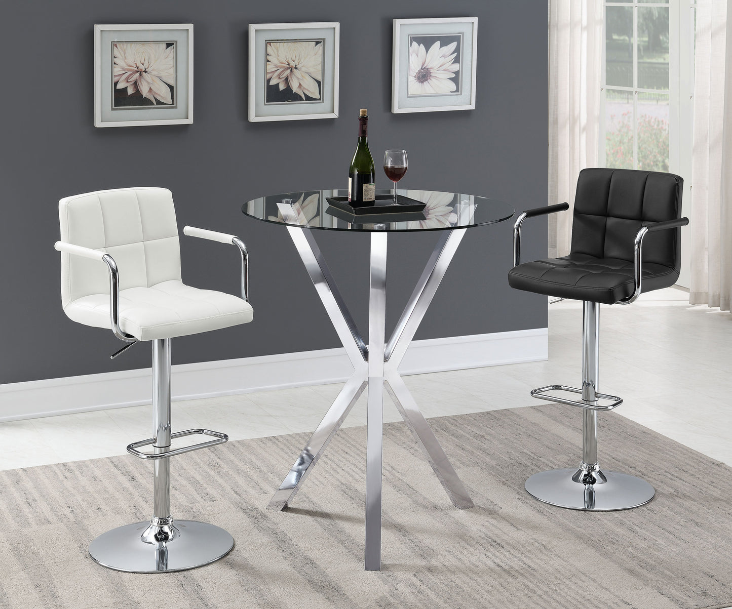 Denali Round 35-inch Glass Top Bistro Bar Table Chrome