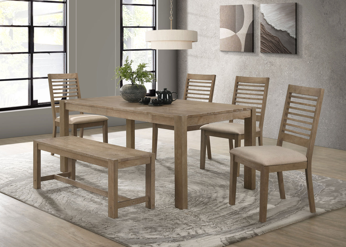 Scottsdale 6-piece Rectangular Dining Set Brown Washed