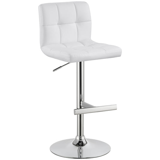 Lenny Upholstered Adjustable Bar Stool White (Set of 2)