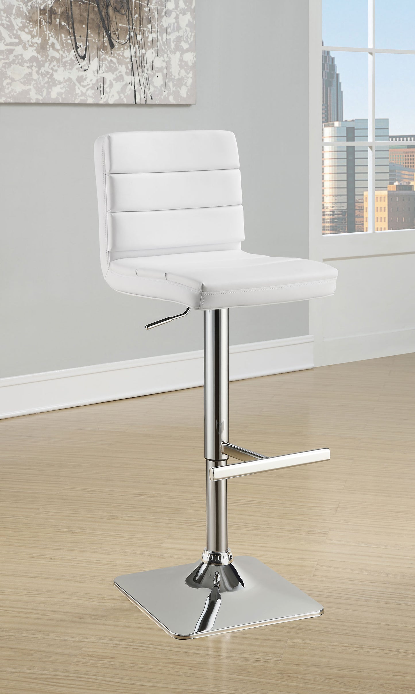 Bianca Upholstered Adjustable Bar Stool White (Set of 2)