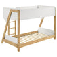 Wyatt Wood Twin Over Twin Bunk Bed White and Natural