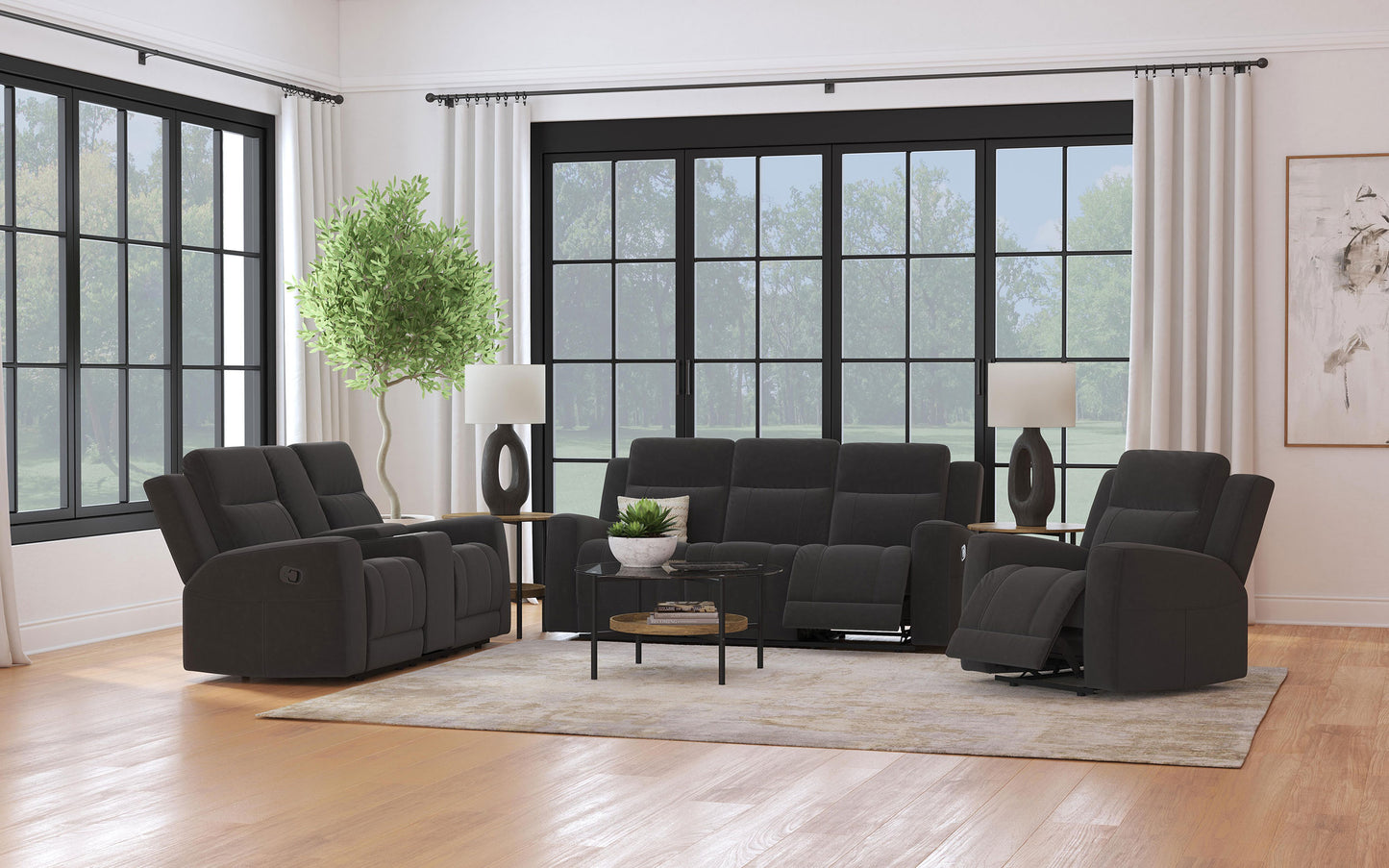 Brentwood Upholstered Reclining Loveseat Dark Charcoal