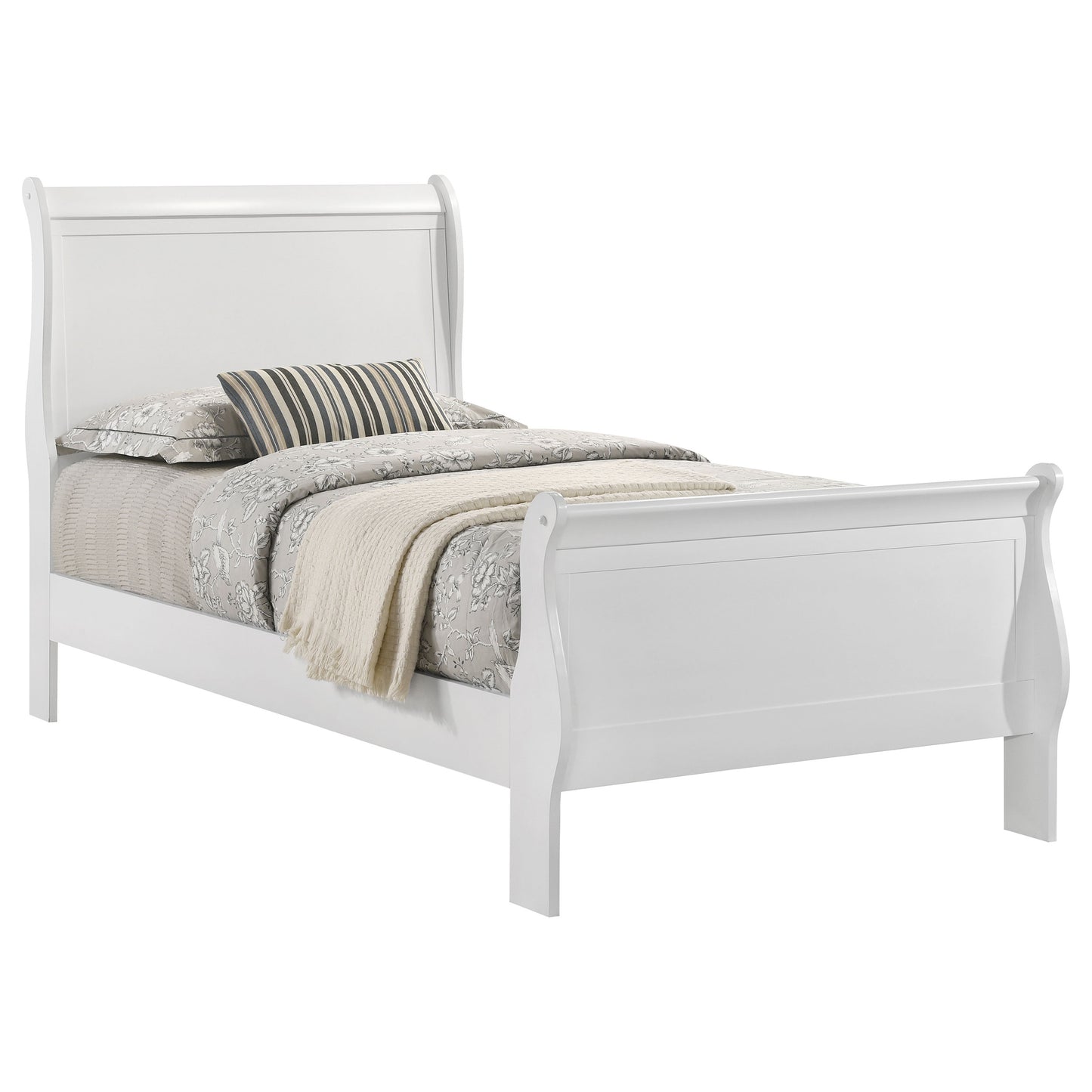 Louis Philippe 47-inch Twin Sleigh Panel Bed White