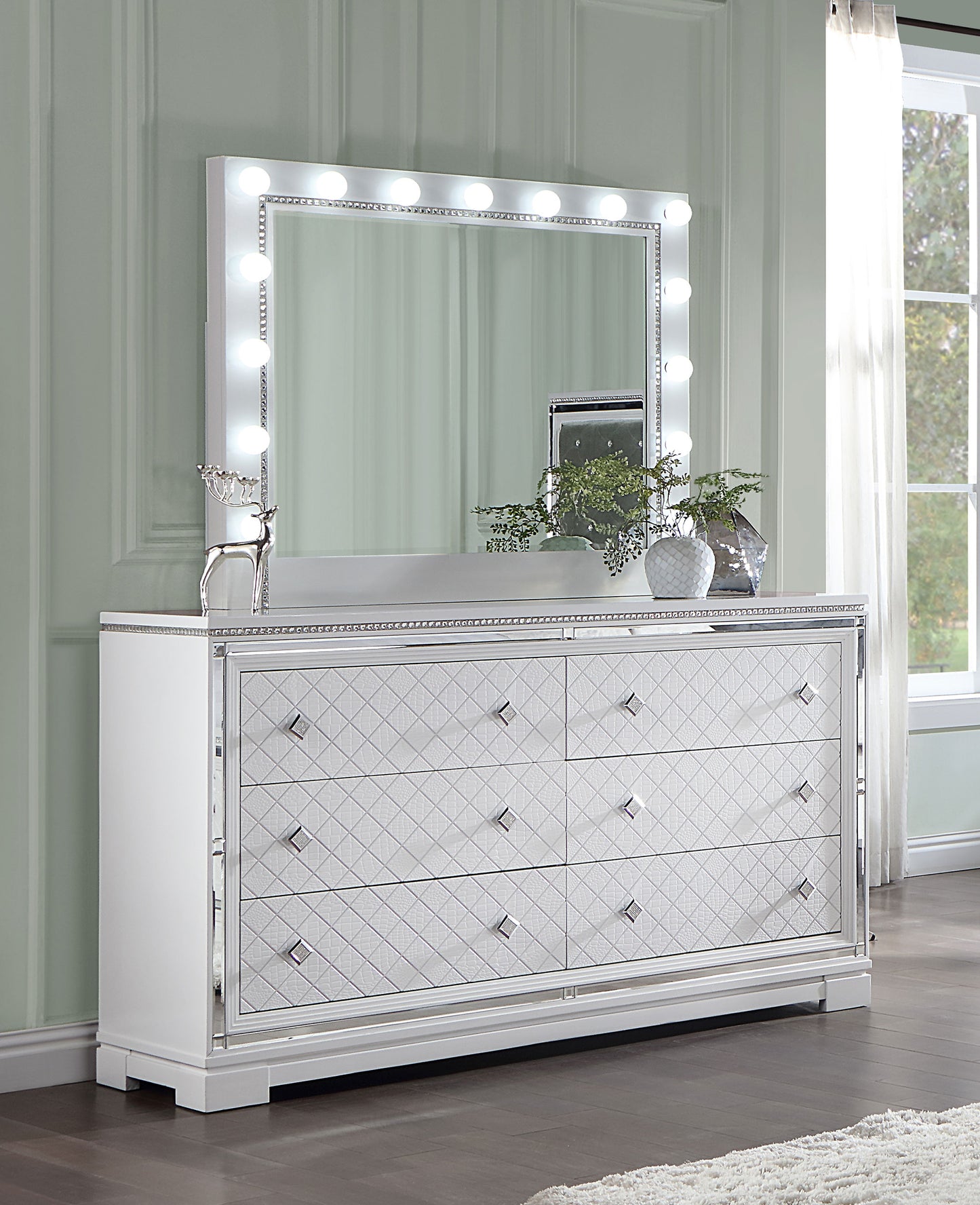 Eleanor 6-drawer Dresser with Mirror White