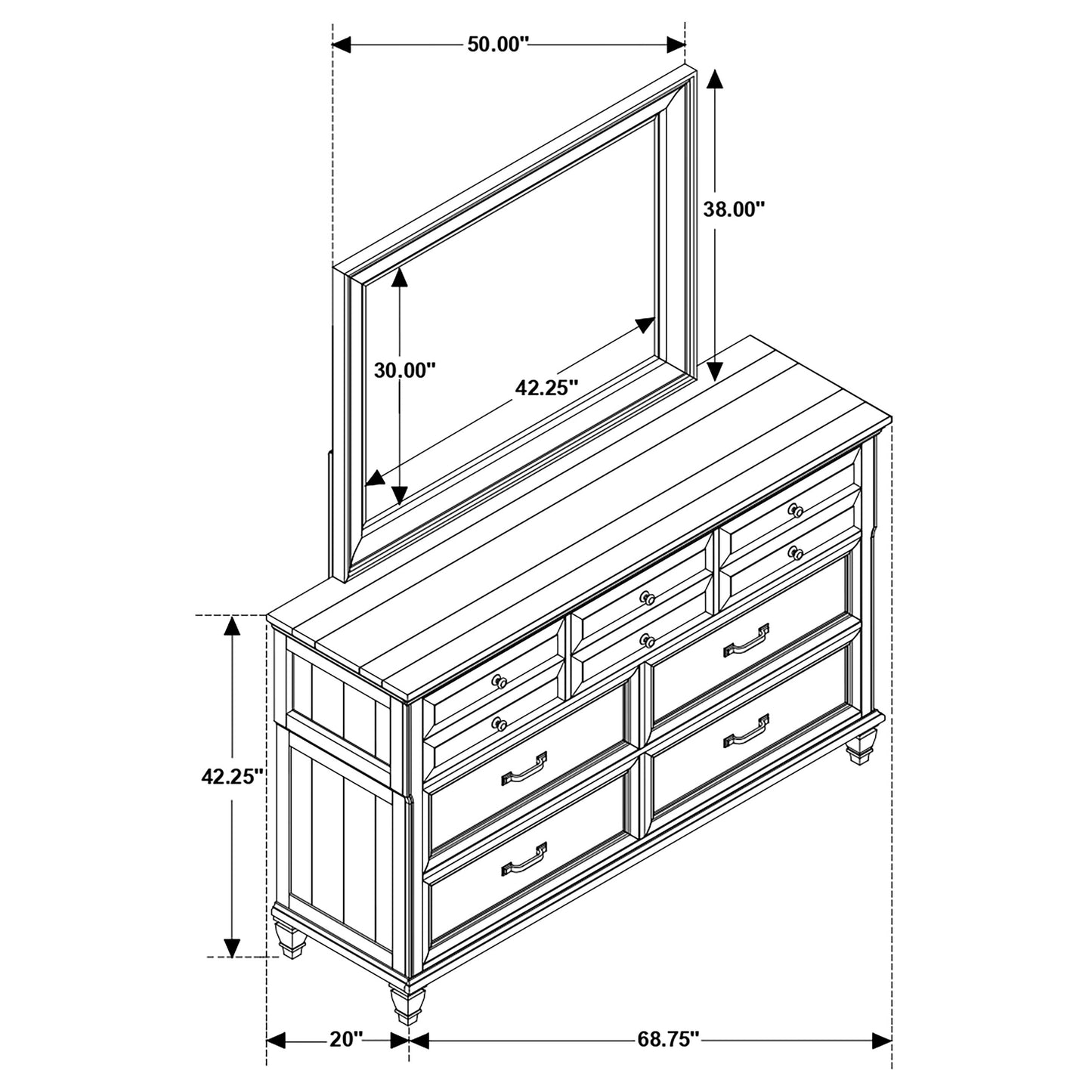 Avenue 8-drawer Dresser with Mirror Weathered Grey