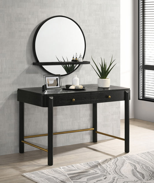 Arini 2-piece Makeup Vanity Table and Mirror Set Black