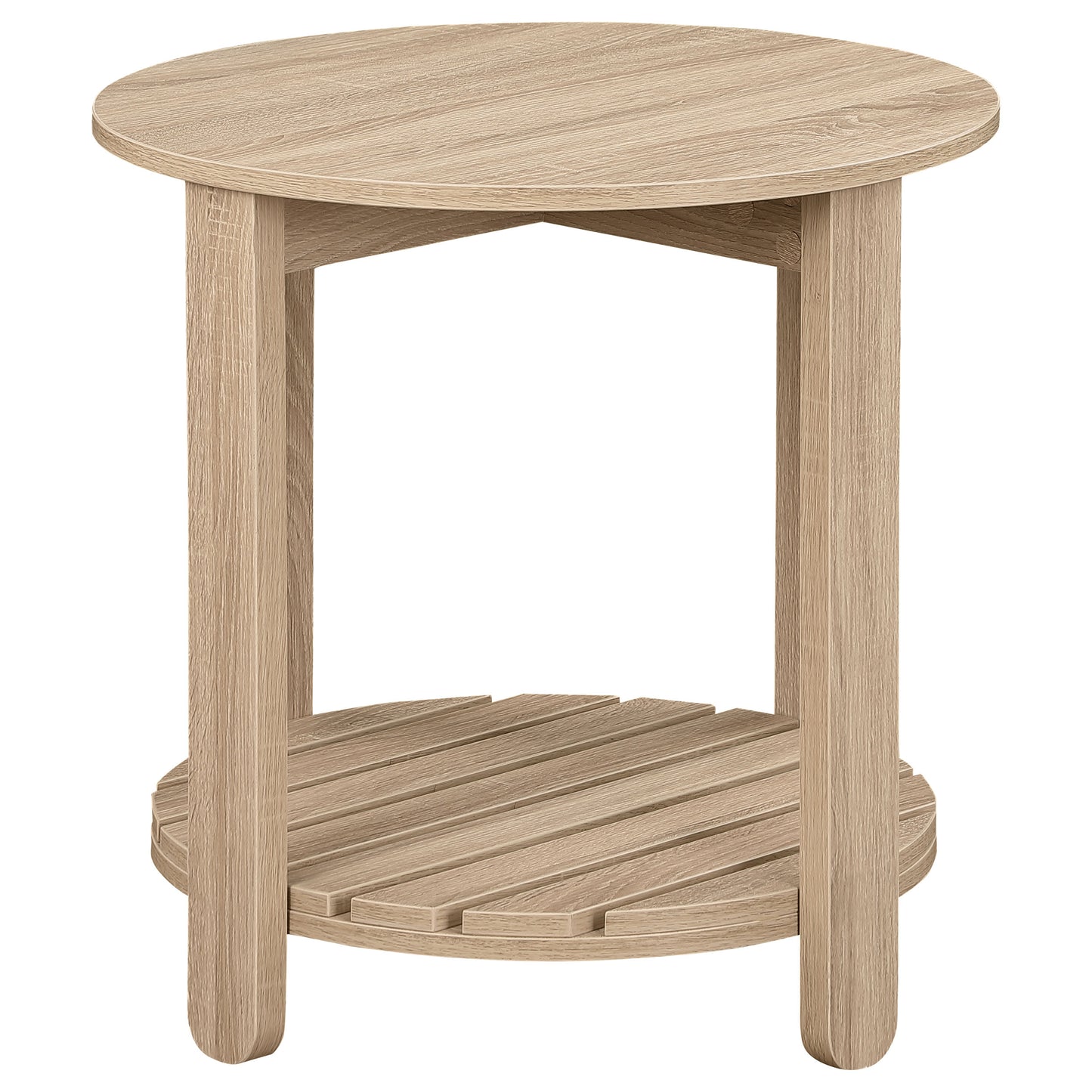 Fowler 1-shelf Round Engineered Wood Side End Table Natural