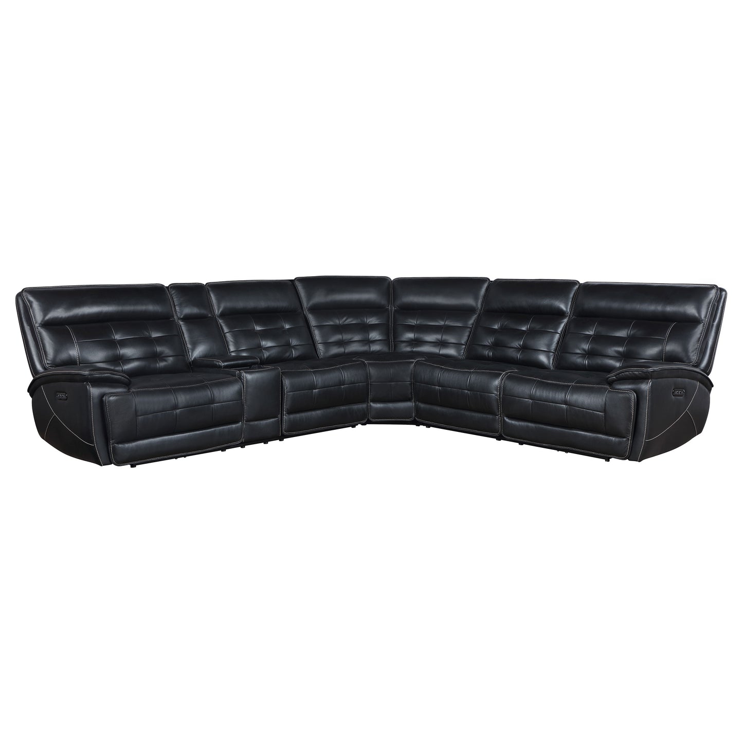 Hewitt Leather Upholstered Power Reclining Sectional Black