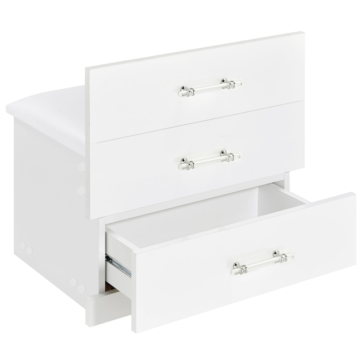 Danbury 3-drawer Makeup Vanity & Stool Set White High Gloss