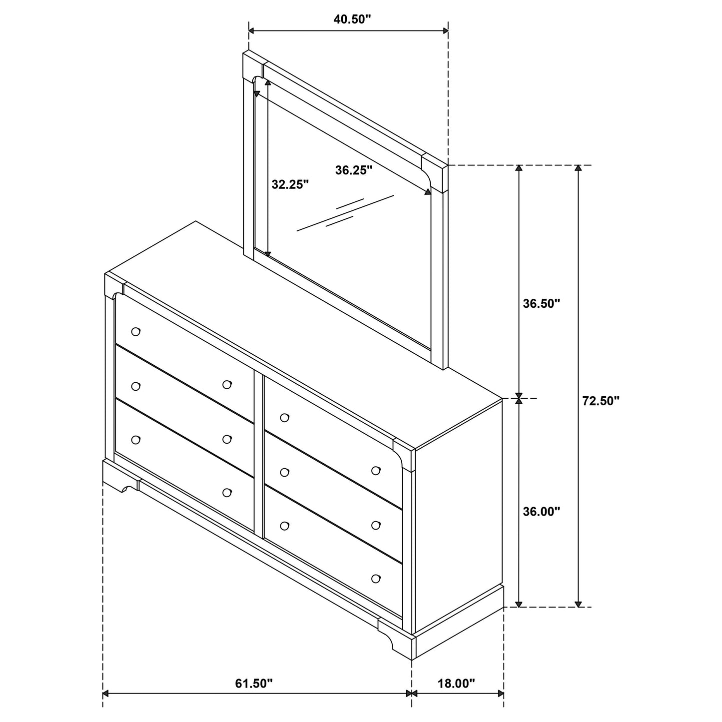 Gran Park 6-drawer Dresser and Mirror Dark Cocoa