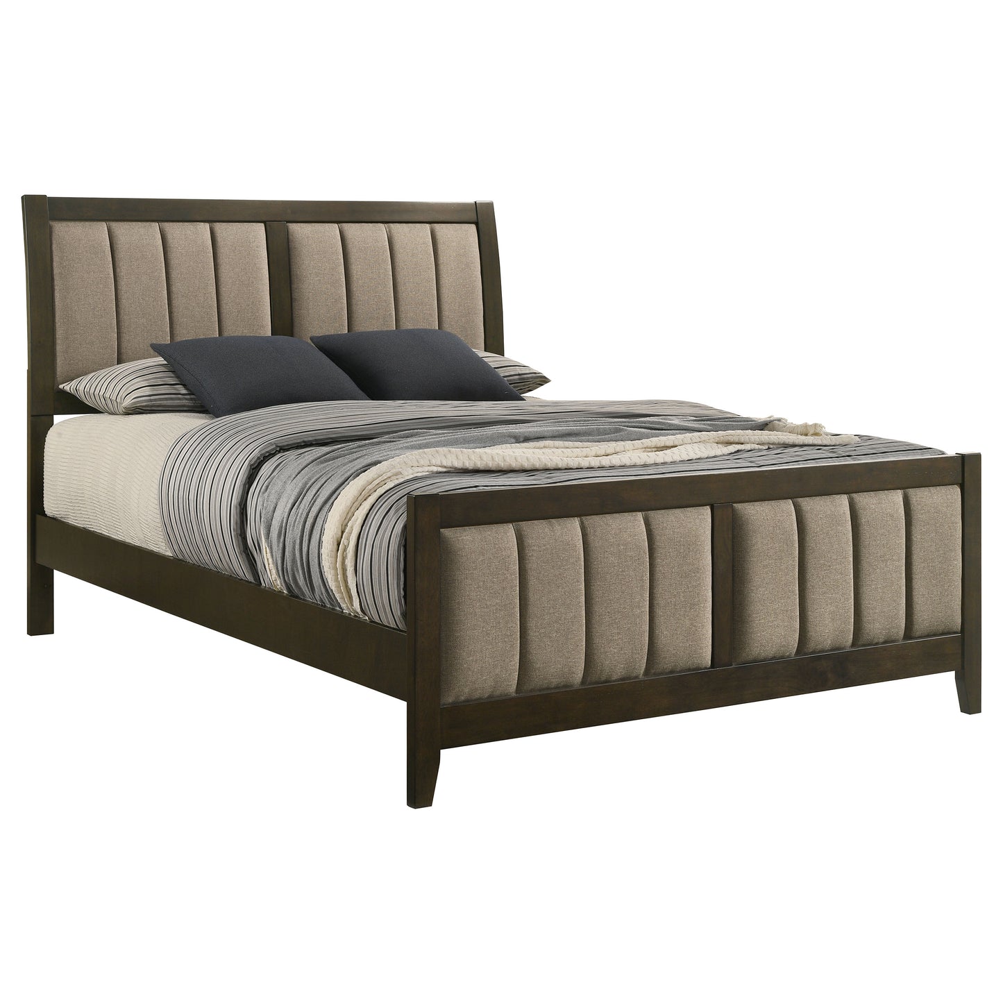 Wilkes 51-inch Upholstered Full Bed Dark Cocoa