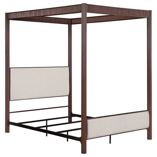 Zimmerleee 89-inch Metal Eastern King Canopy Bed Rust Brown