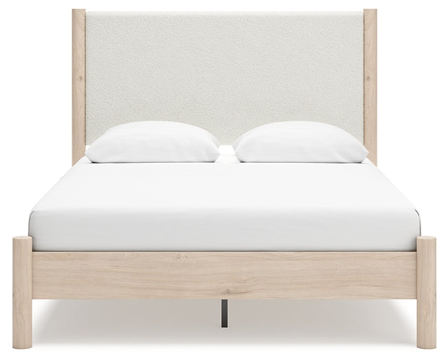 Cadmori Queen Upholstered Panel Bed with Dresser and 2 Nightstands