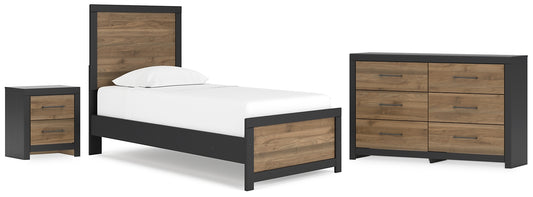 Vertani Twin Panel Bed with Dresser and 2 Nightstands