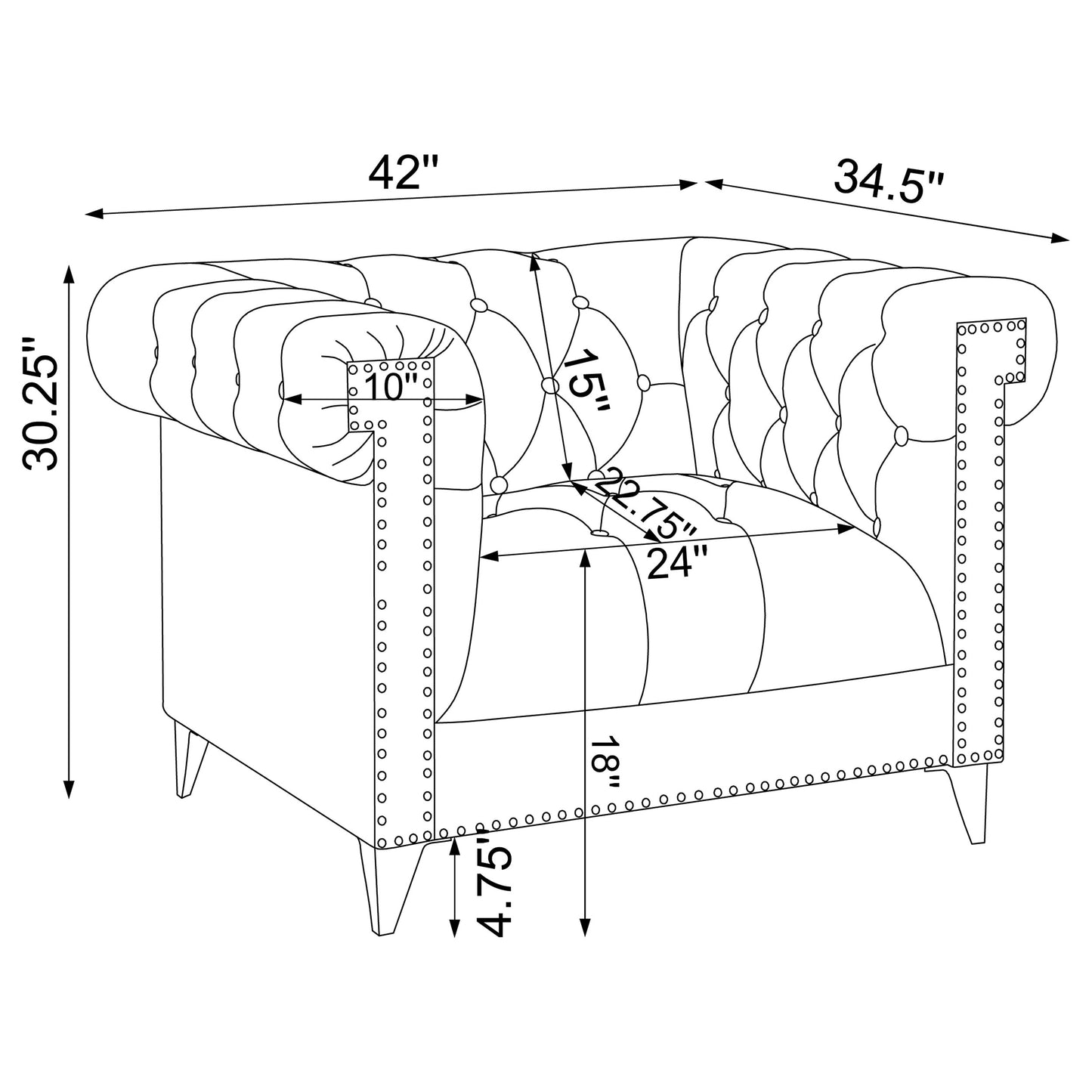 Bleker 3-piece Upholstered Tuxedo Arm Tufted Sofa Set Blue