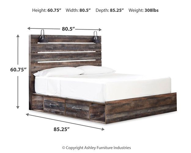 Drystan  Panel Bed With 4 Storage Drawers