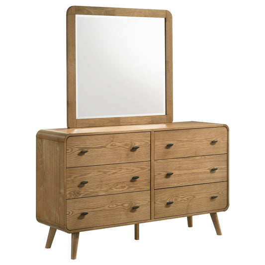 Robyn 6-drawer Bedroom Dresser and Mirror Light Ash