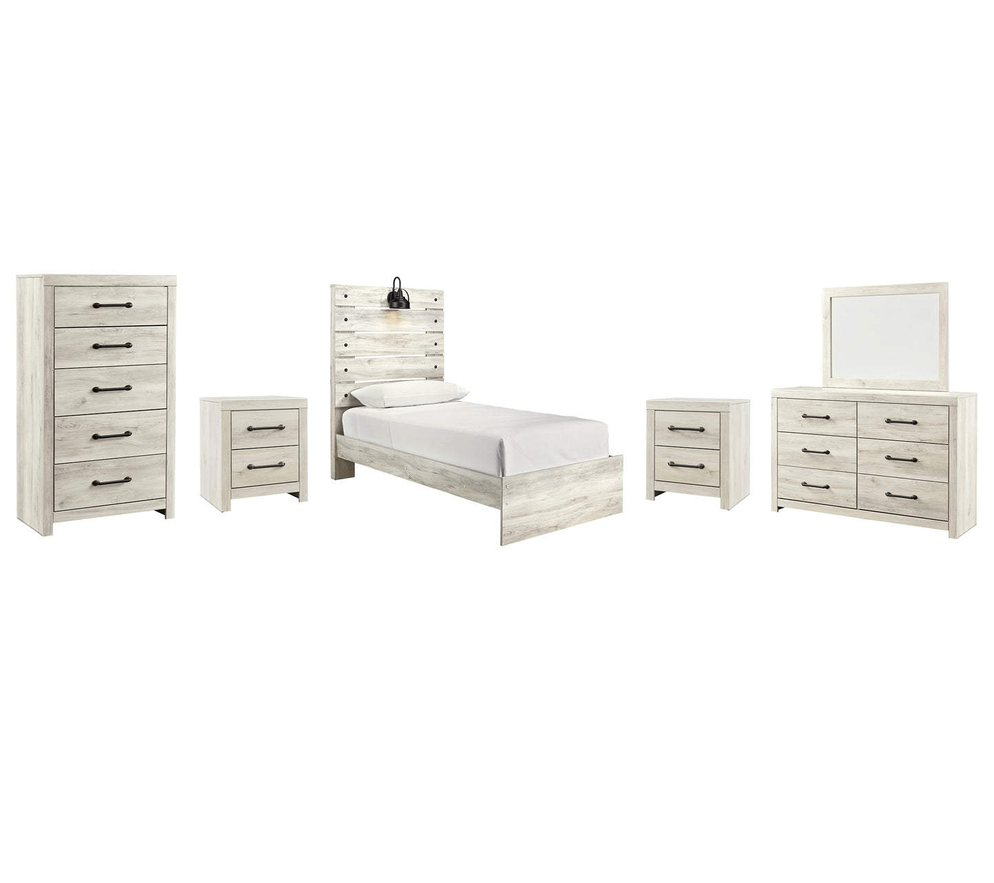 Cambeck Twin Panel Bed with Mirrored Dresser, Chest and 2 Nightstands JB's Furniture  Home Furniture, Home Decor, Furniture Store