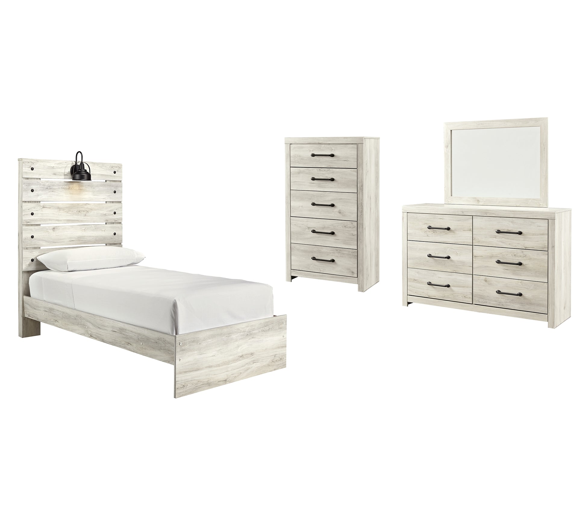 Cambeck Twin Panel Bed with Mirrored Dresser and Chest JB's Furniture  Home Furniture, Home Decor, Furniture Store