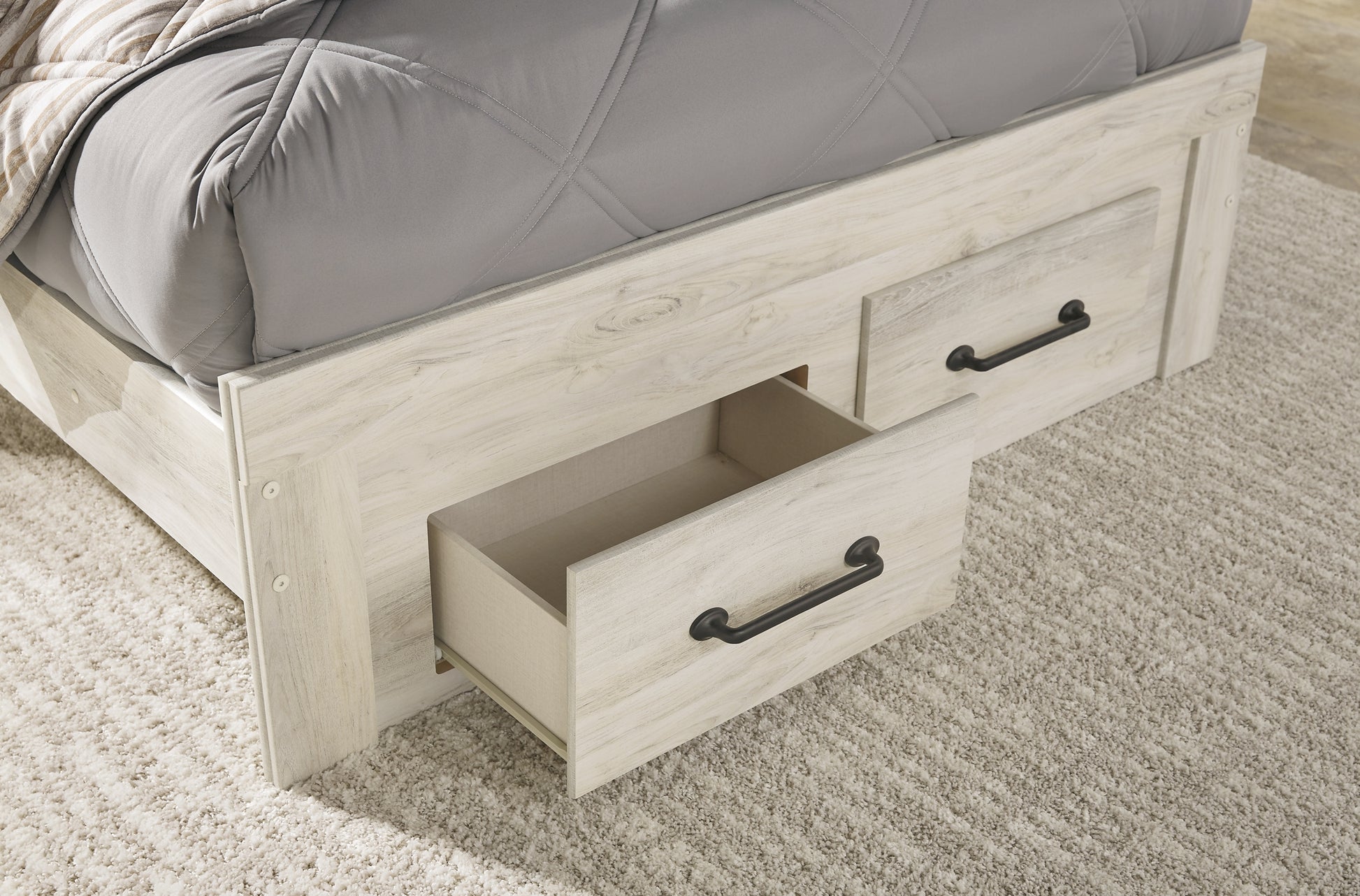 Cambeck Queen Panel Bed with 2 Storage Drawers with Mirrored Dresser, Chest and 2 Nightstands JB's Furniture  Home Furniture, Home Decor, Furniture Store