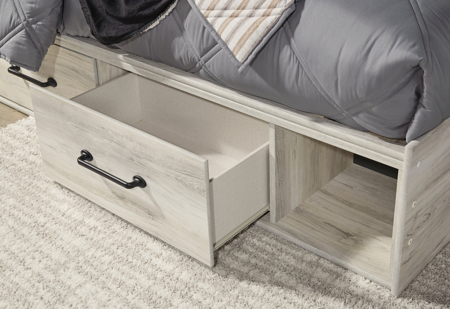 Cambeck Twin Panel Bed with 4 Storage Drawers with Mirrored Dresser, Chest and 2 Nightstands JB's Furniture  Home Furniture, Home Decor, Furniture Store