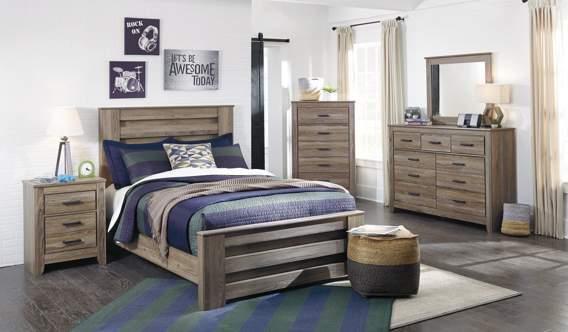 Zelen Full Panel Bed with Mirrored Dresser, Chest and Nightstand JB's Furniture  Home Furniture, Home Decor, Furniture Store