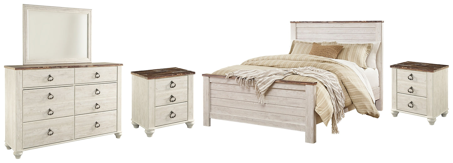 Willowton Queen Panel Bed with Mirrored Dresser and 2 Nightstands JB's Furniture  Home Furniture, Home Decor, Furniture Store