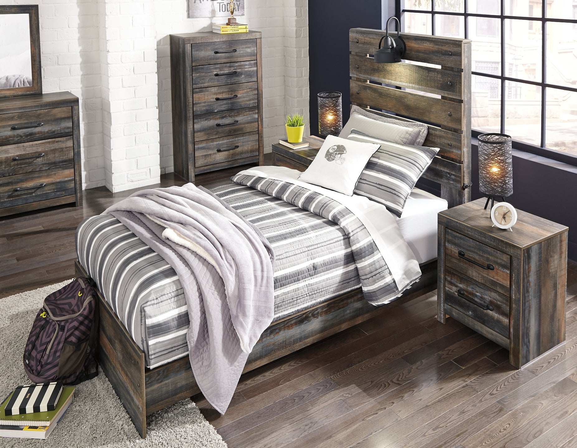 Drystan Twin Panel Bed with Mirrored Dresser and 2 Nightstands JB's Furniture  Home Furniture, Home Decor, Furniture Store