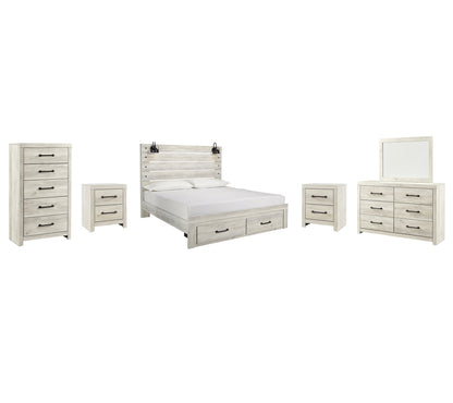 Cambeck Queen Panel Bed with 2 Storage Drawers with Mirrored Dresser, Chest and 2 Nightstands JB's Furniture  Home Furniture, Home Decor, Furniture Store