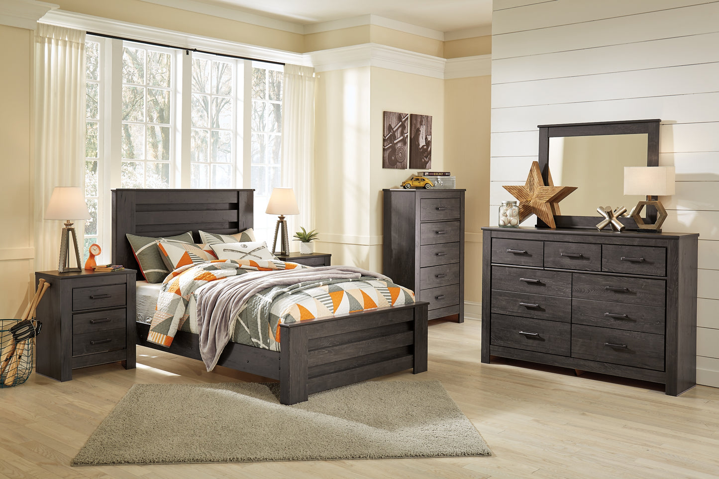 Brinxton Full Panel Bed with Mirrored Dresser, Chest and 2 Nightstands JB's Furniture  Home Furniture, Home Decor, Furniture Store