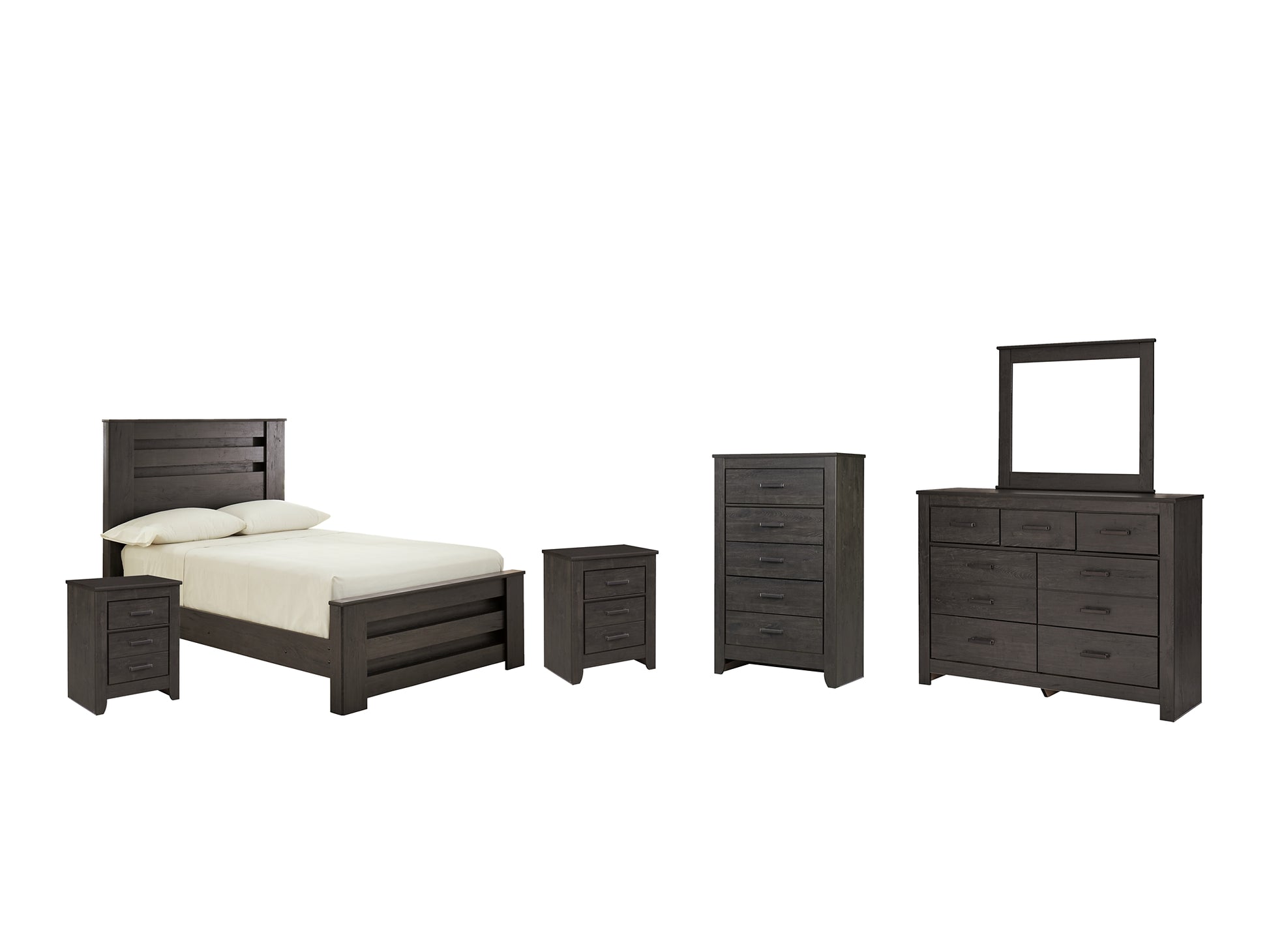 Brinxton Full Panel Bed with Mirrored Dresser, Chest and 2 Nightstands JB's Furniture  Home Furniture, Home Decor, Furniture Store