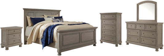 Lettner California King Panel Bed with Mirrored Dresser, Chest and Nightstand JB's Furniture  Home Furniture, Home Decor, Furniture Store