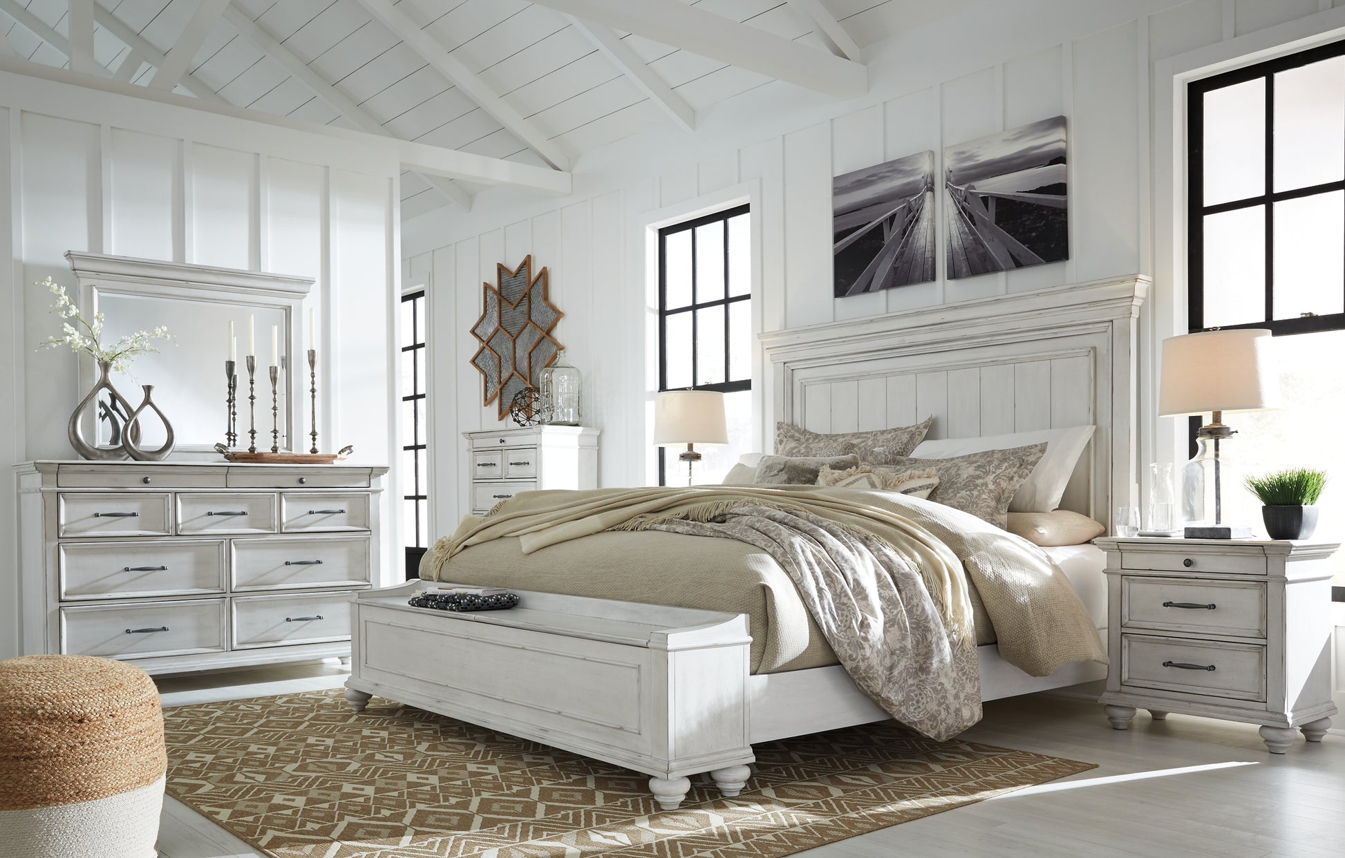 Kanwyn King Panel Bed with Storage with Mirrored Dresser, Chest and 2 Nightstands JB's Furniture  Home Furniture, Home Decor, Furniture Store