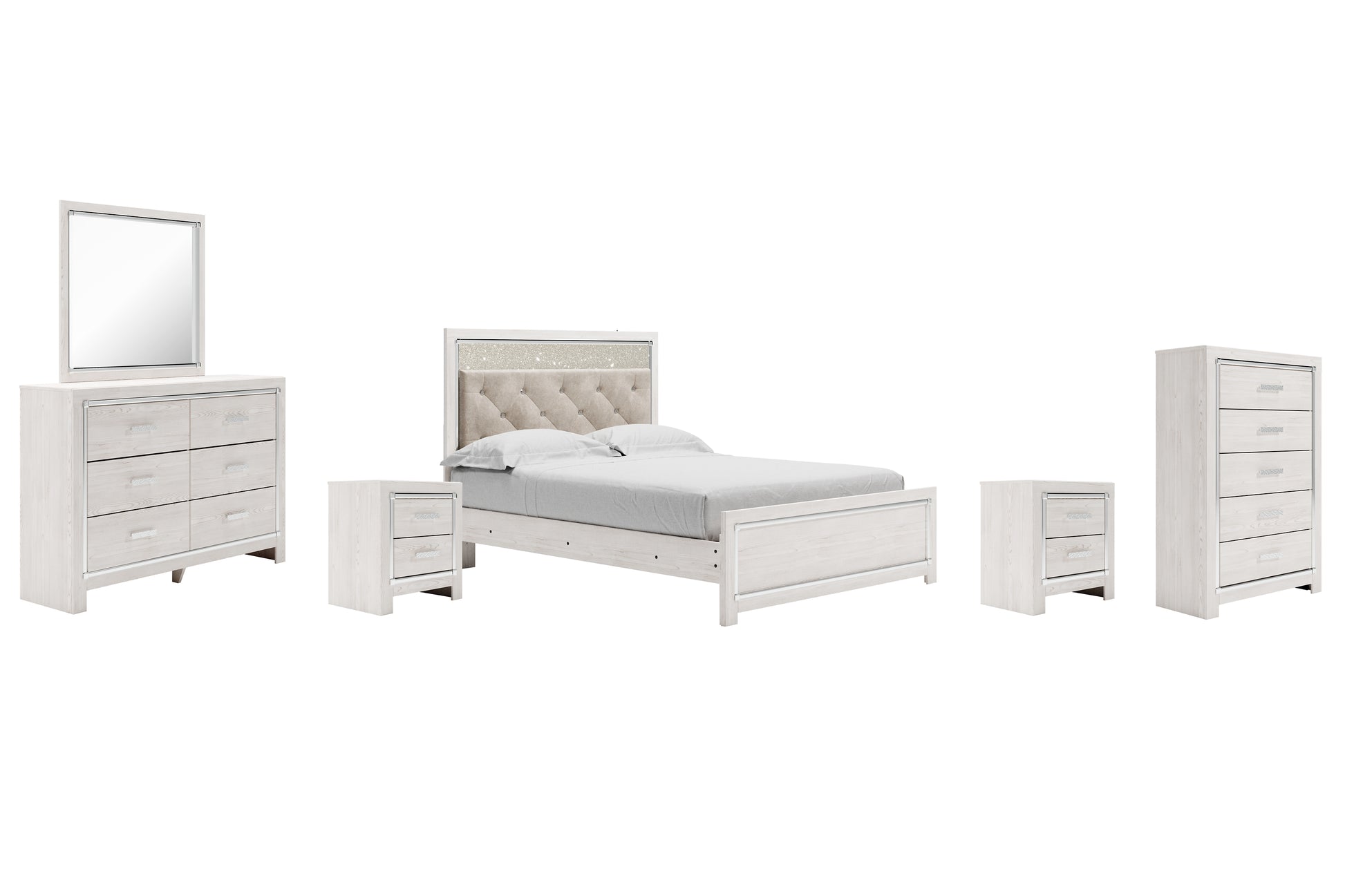 Altyra Queen Panel Bed with Mirrored Dresser, Chest and 2 Nightstands JB's Furniture  Home Furniture, Home Decor, Furniture Store